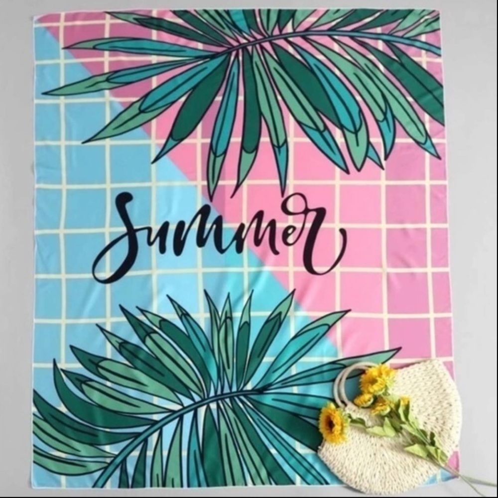 Summer Plaid Lightweight Beach Blanket Throw Tapestry NEW - Picture 6 of 6